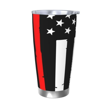 

Salouo Firefighters USA Flag Print 20oz Tumbler with Lid Stainless Steel Vacuum Insulated Tumbler Durable Insulated Coffee Mug Thermal Cup with Splash Proof Sliding Lid-Without Straw