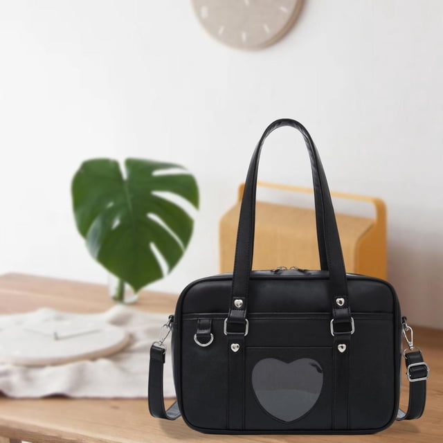 de japonés de JK, de hombro de secundaria de material cuero PU, de Anime Lolita Cosplay para , - Negro, Grande Yinane Bolso de uniforme