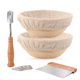 thumbnail image 1 of Doyolla Cestas De Prueba Para Hacer Pan De Masa Madre, Kit De Cuencos De Prueba De Masa Con Forro De Tela + Cojo De Puntuación + Raspador Para Panaderos De Masa Madre Profesionales Y Caseros (Juego De, 1 of 7