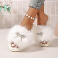 thumbnail image 4 of uublik Women's Fuzzy Slippers Cute Bow House Slippers for Women Soft Cozy Indoor Outdoor Lightweight House Shoes, White, 4 of 7