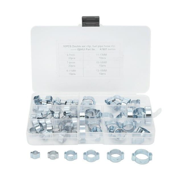 de manguera oreja combustible aceite 80pcs Dual Ear Fuel Hose Clamp Pinch Vehicle 360° Design 6 Tamaos Unbranded 1618190060611