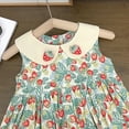 thumbnail image 5 of Baby Girl Romper Girls Summer Strawberry Pattern Lapel Sleeveless A Line Casual Dress Girls' Jumpsuits Green 120, 5 of 7