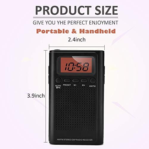 Horologe Bolsillo Portátil Práctico AM/FM Radio-Batería Operado, Tempo
