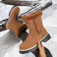 thumbnail image 2 of Lovzfmll Winter Boots for Women, Mid Calf Snow Boots Faux Fur Lined Letters, Low Heel Round Toe Booties Winter Warm Casual Brown Boots, 2 of 9