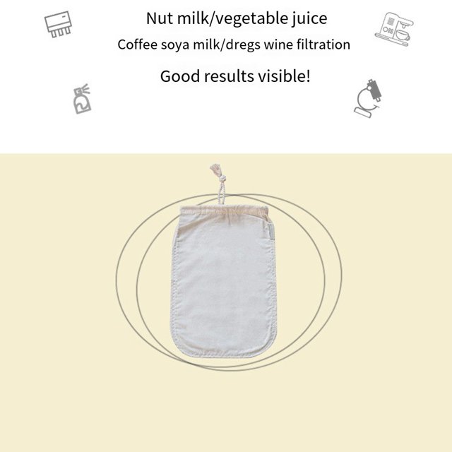 Coffee Milk Juice Drinking Filter Bag with Drawstring Cotton Oil Food Fine Mesh Strainer Washable Yogurt Bags for Cafe Bar 10x12inch