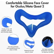 Accessories For Oculus Quest 2, 2023 Upgraded VR Silicone face Cover, Quest 2 Touch Controller Grip Cover, Protective Lens Cover, Disposable Eye Cover, Thumb Button Cap, Blue