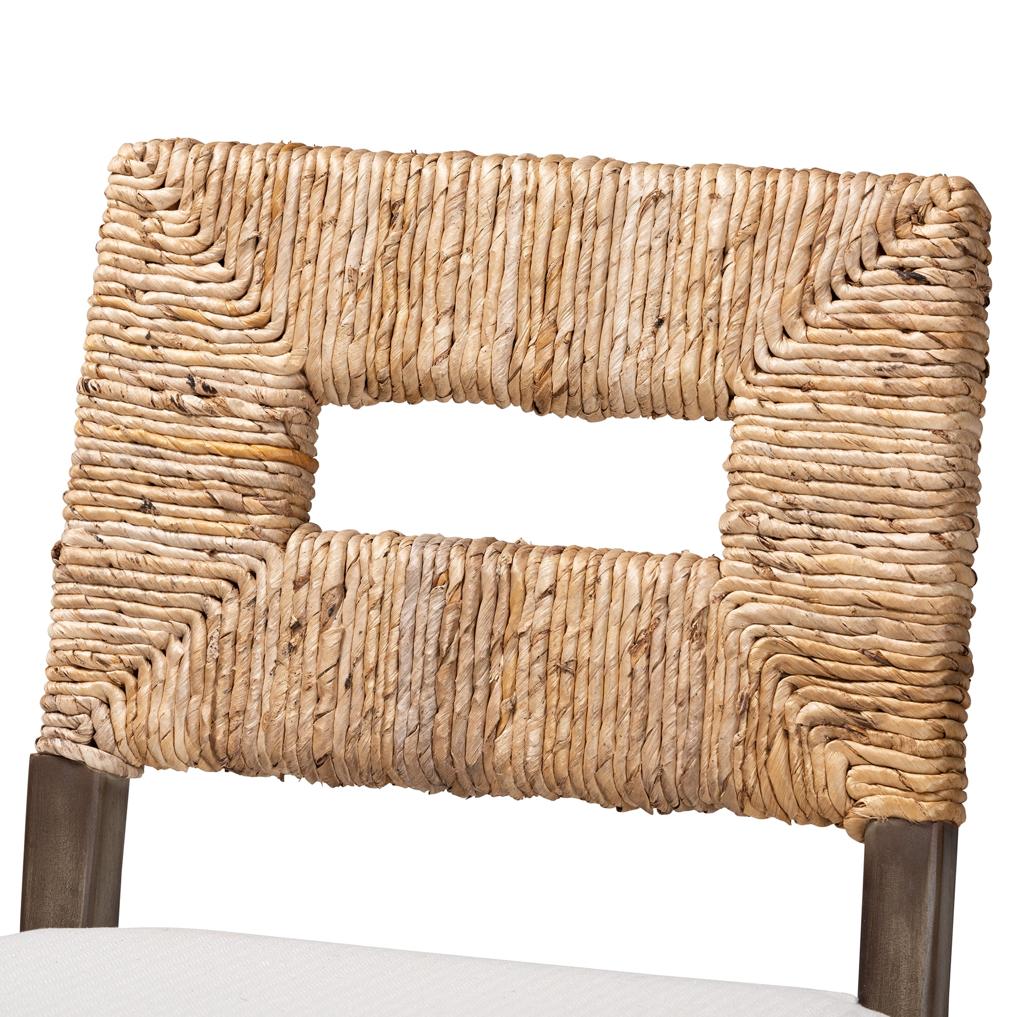 Bali & Pari Porsha Mahogany Wood & Seagrass BOHO Counter Stool, Natural Brown