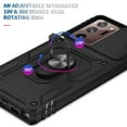 thumbnail image 4 of Heavy Duty Case for Samsung Galaxy Note 20 Ultra, Triple Layers Camera Lens Sliding Hybrid Rugged PC Soft TPU Shockproof Cover with Ring Kickstand Magnetic Car Mount Case,Black, 4 of 10