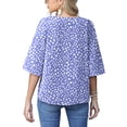 thumbnail image 4 of Anygrew Womens Tops Summer Blouses V Neck Batwing Sleeve Tops Tie Knot Chiffon Button Down Casual Blouse, 4 of 6