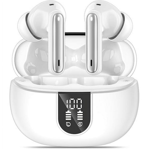 Wireless Earbuds, Bluetooth 5.3 Headphones 40Hrs Playtime Deep Bass Stereo in-Ear Earbud, LED Power Display, Call Noise Canceling Headphones with Mic, IP7 Waterproof Earphones for iPhone Android