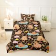 thumbnail image 2 of Erosebridal Kids Cute Capybara Flowers Twin Bedding,Leopard Cheetah Print Duvet Cover Set For Boys Girls,2pcs,No Comforter,Black Reversible, 2 of 6