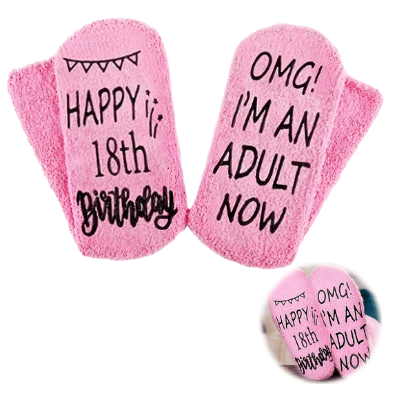 18-year-old birthday foot bottom letter socks-pink