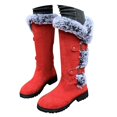 thumbnail image 3 of XIMIN Women's Platform Snow Boots Hidden Wedge Boots Fully Fur Lined Boots Retro Knee High Boots with Double Buckle Non Slip Waterproof Winter Warm Walking Shoes, 3 of 9