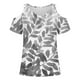 thumbnail image 4 of Camisas de Manga Corta para las Mujeres Blusa de Cuello Redondo de Impresión Casual, Top de Algodón de Imitación Ligero para el Hogar, el Uso Diario Y las Cuatro Estaciones, 4 of 4
