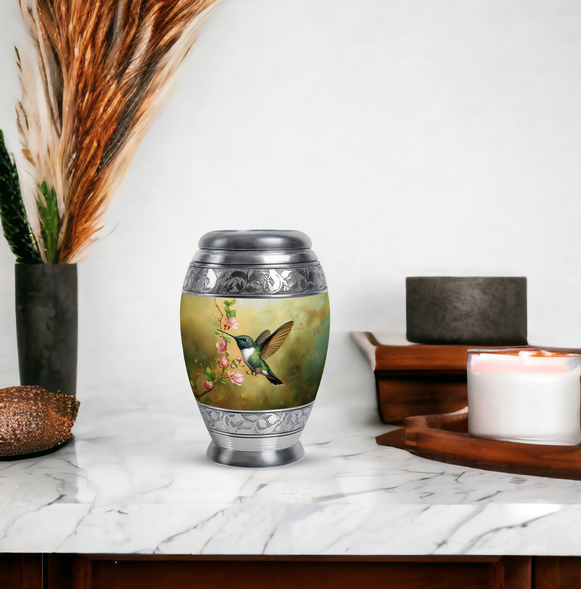 Yatskia Blossoms Hummingbird Cremation Urns For Human Ashes Keepsake, Funeral Urns For Adult Ashes Men & Women, (Monar 3 Inch, Pack of 1)