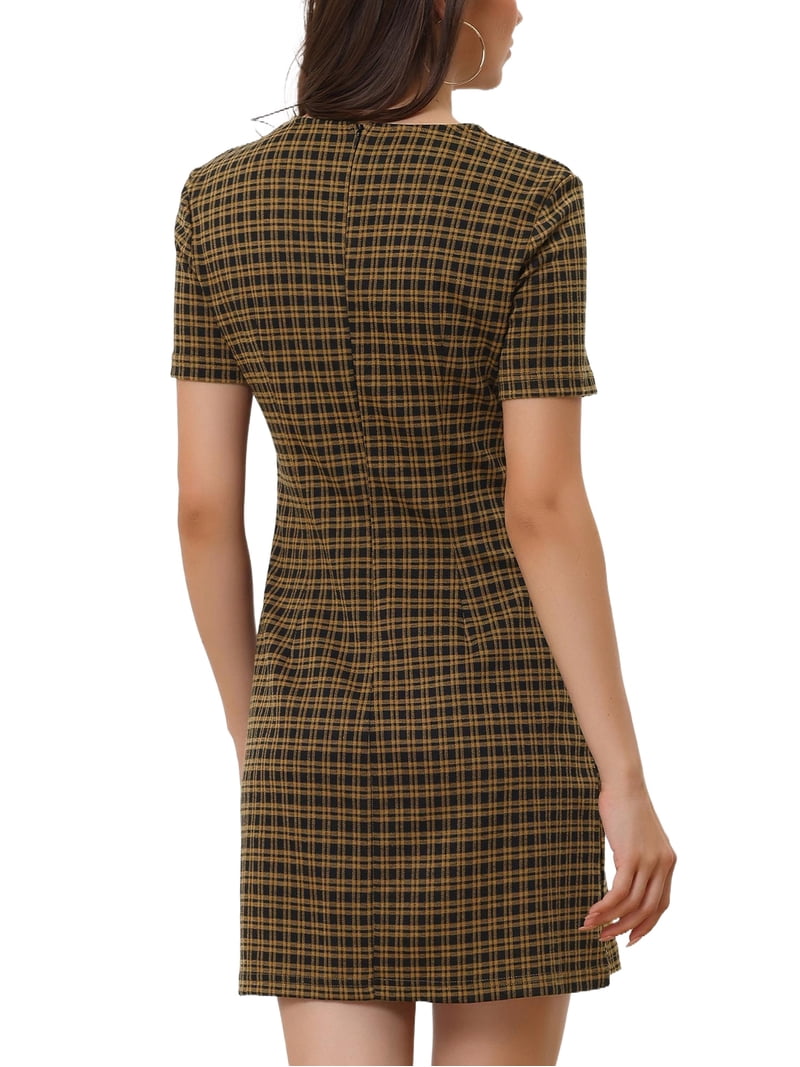 vintage houndstooth dress Nxidvxne Plaid Dresses for Women Pattern Crewneck Dresses 2024 Houndstooth Clothing Black at Amazon Women's Clothing store it ensures warmth during chilly days INSPIRE CHIC Work Dress for