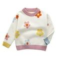 thumbnail image 2 of Godderr Kids Baby Girls Flower Sweater Pullover Knit Sweater Fall Winter Padded Thickened Sweater Coat for 1-7Y, 2 of 5