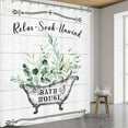 thumbnail image 2 of Vintage Bathroom Rules Shower Curtain 60Wx72H Inch Rustic Farmhouse Wooden Board Green Leaves Inspirational Quote Waterproof Polyester Fabric Bathroom Bathtub Decor 12 Pack Plastic Hooks, 2 of 5