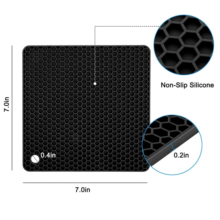 EEEkit 4-Piece Silicone Square Pot Holders, Black photo 4