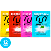 Run Gum Variety Pack Energy Gum 50mg Caffeine Taurine & B-Vitamins per Piece, 10 Pieces (Pack of 5)