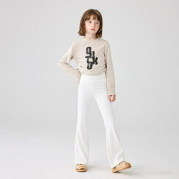 SNKSDGM Cargo Pants for Girls Size 6 Girls Leggings Yoga Pants for Girls Cute Pants Kids Soft Full Length Comfy Leggings Pants 10-12 Years