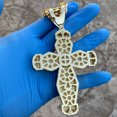 thumbnail image 3 of Men 18k Gold Plated Huge Flared Cross Fully Iced Pendant Cuban Hip Hop Chain 30", 3 of 17