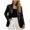 Black, variant on Women's Faux Leather Blazer,Double Breasted Lapel Long Sleeve Loose Commuter Suit Jacket,2026 Fall Winter Trendy Clothes,Brown Women's S-XXXL