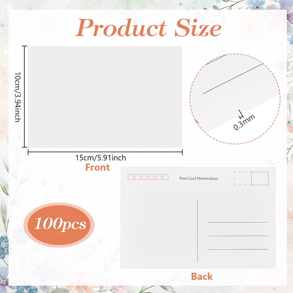 50Pcs Rectangle Blank Watercolor Paper Post Card White 150x100x0.3mm