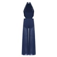 thumbnail image 4 of Eandarui Kids Girls Lyrical Dance Outfit Wide Leg Jumpsuit Sparkly Rhinestone Jazz Ballet Gymnastics Leotard Dress Navy Blue 14, 4 of 5