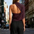 thumbnail image 6 of Dolkfu Pull-on Women'S Tops, Tees & Blouses Elbow-Length Halter Refreshing Red Blouses & Tops Modern Solid Romance Red,S, 6 of 6