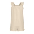 thumbnail image 5 of Faraee Girls 2 Piece Summer Shorts Sets Ruffle Sleeveless Tee Tops Elastic Waist Shorts Toddler Cotton Loose Outfit Clothes 5t 6t 7t 5-16 Years Beige, 5 of 7