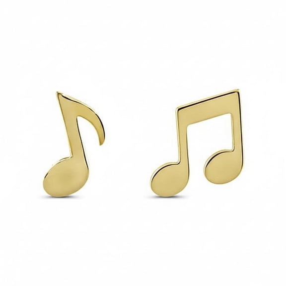 Vinali 14K Solid Gold Small Mismatched Music Note Stud Earrings - 0.25in