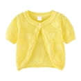 thumbnail image 3 of Fozruso Girls' Summer Cardigans Girls Knit Cardigan Short Sleeve Summer Shirt Lightweight Open Front Top For Toddler Baby Kids,8-9 Years,Yellow, 3 of 7