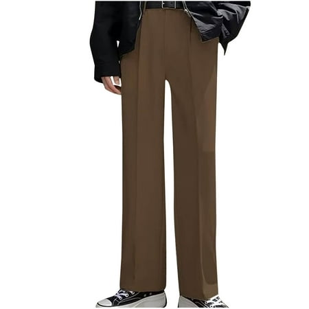 SEAOPEN Deals Mens Golf Dress Pants with Pockets Stretch Slim Fit Lightweight Quick Dry Chino Trousers for Work Casual Travel Fall Savings Brown L
