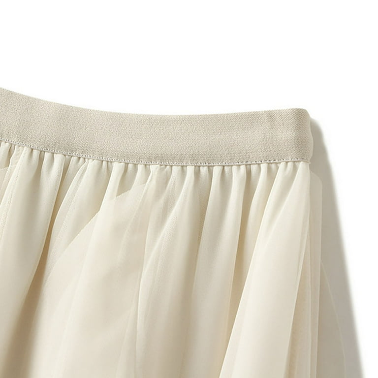 Ruffle Skirts for Women Midi Length Ladies Pure Color Irregular Mesh Multi Layered High Waist Asymmetrical Skirt (One Size, Beige) Ruffle Skirts for Women Midi Length Ladies Pure Color Irregular Mesh Multi Layered High Waist Asymmetrical Skirt (One Size, Beige)