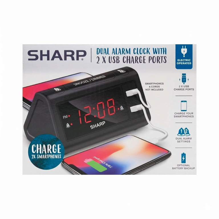SHARP Dual Alarm Clock with USB Charging Ports photo 7