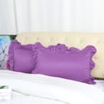 thumbnail image 2 of Unique Bargains 4-Piece Satin Ruffled Edge Pillow Shams, Euro, Purple, 2 of 7