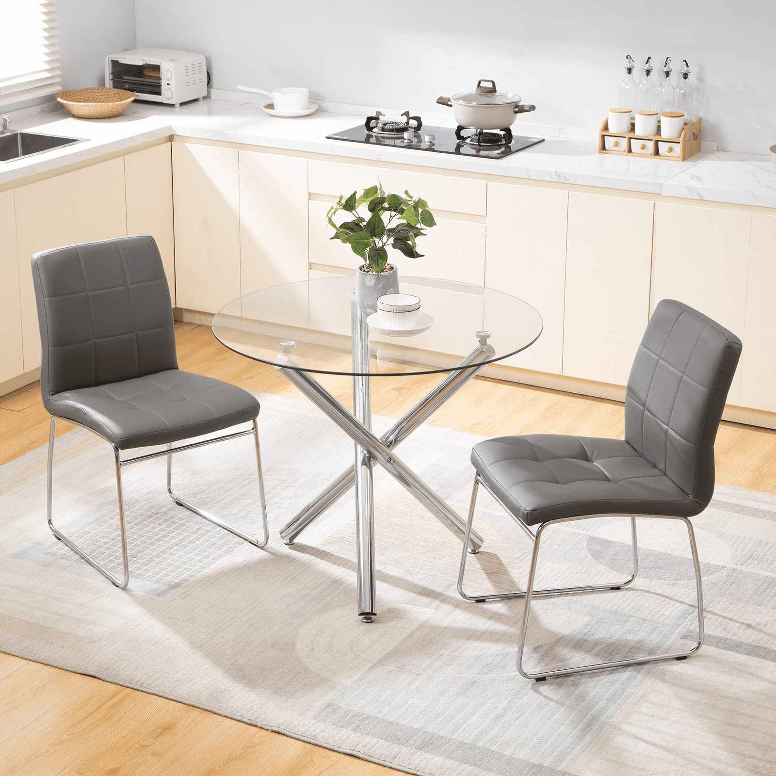 Omni House Round Dining Table Set For 2 Glass Top Kitchen Table And omni-house-round-dining-table-set-for-2-glass-top-kitchen-table-and