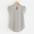 thumbnail image 4 of SDNall Puff Sleeve Chiffon&nbsp;Blouses for Women Chiffon Solid Color Short Sleeve Round Neck Casual Shirt Short Sleeve Blouse (Gray,Sizes:S-5XL), 4 of 9