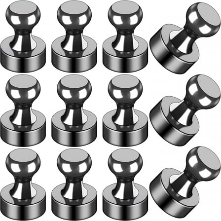 ACDANC 12Pcs Black Refrigerator Magnets,Small and Strong Magnets for Whiteboard,Metal Magnets for Fridge,Whiteboard,Office,Classroom,Map,Kitchen