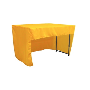 LA Linen Open Back Polyester Poplin Fitted tablecloth 48"L x 30"W x 30"H, Dark Yellow