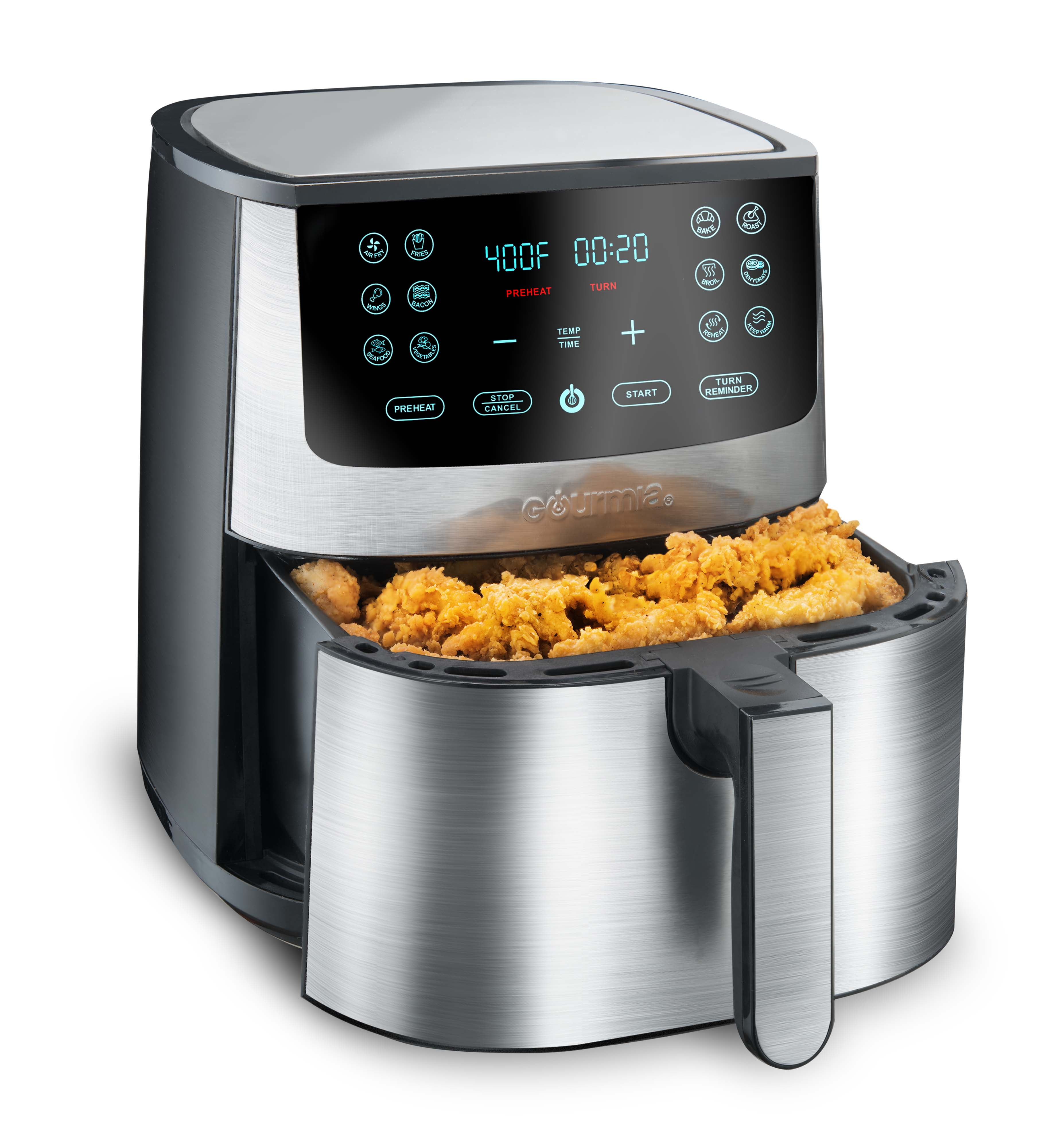 $89.99 Target Angled Touch Screen Gourmia 8qt Stainless Steel Air Fryer  GAF846 Aldi Green Bag 