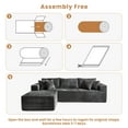 thumbnail image 3 of Toject 108" Modular Sectional Sofa, Modern L Shaped Sofa with Chaise Lounge, No Assembly Required Sofa, Comfy Fluffy Couch for Living Room (Gray, Plush Corduroy Fabric), 3 of 10