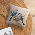 thumbnail image 6 of Pillow Case Elegant Blue Gray Birds Watercolor Wildlife Linen Cushion Case Outdoor Home Decoration Forest Wildlife Birds Tree Branches Pillow Protectors 16"x16" for Living Room Bedroom, 6 of 7