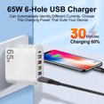 thumbnail image 1 of Cargador de teléfono de 65 W USB tipo C 5 V/3,5 A adaptador de cargador para iPhone (enchufe blanco de EE. UU.), 1 of 6