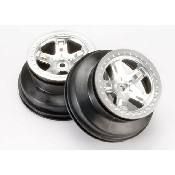 Traxxas 5872 - SCT Beadlock Style Wheels, Satin Chrome, 4WD Front/Rear, 2WD Rear