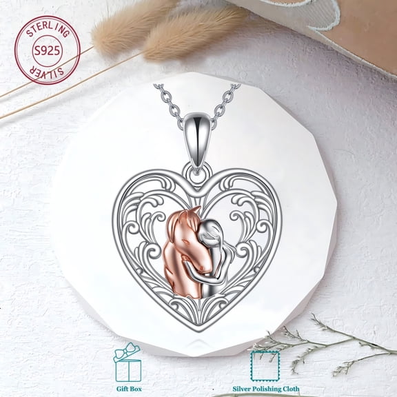 Horse Pendant Necklace S925 Sterling Silver Ladies Jewelry for women