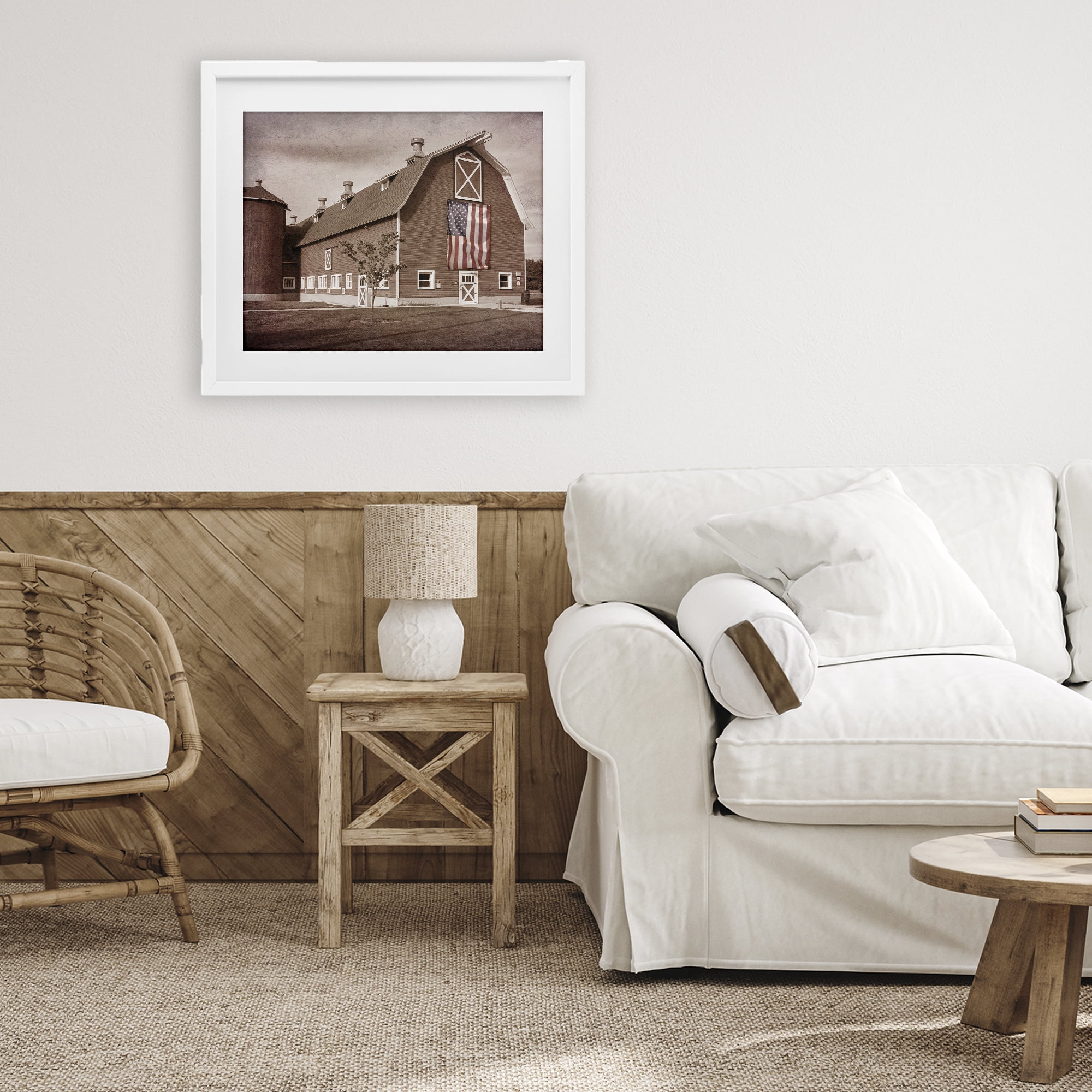 Stupell Industries Rural America Barn White Framed Print Under Glass, design by Marcus Prime