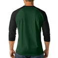 thumbnail image 4 of Summer Henley Shirts for Men Raglan 3/4 Sleeve Jersey Baseball T-Shirts Casual Cotton Sport Athletic Tee Tops Dark Green XL, 4 of 5