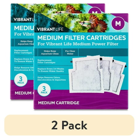 (2 pack) Vibrant Life Medium Filter Cartridge for Freshwater and Saltwater 5- to 10-Gallon Aquariums, 3 Count